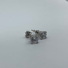 Load image into Gallery viewer, Mini 10K Gold 4.4 mm Round Claw Set Cubic Zirconia Studs
