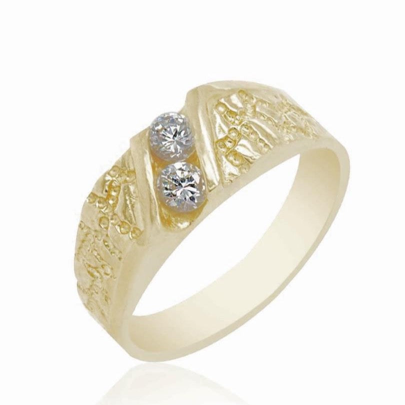 Kids 10K Gold Nugget Band Style Ring with Stones