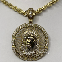 Load image into Gallery viewer, 10K Gold Cubic Zirconia Jesus Chain Set
