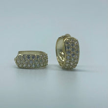 Load image into Gallery viewer, 10K Gold Micro Set Cubic Zirconia Huggies
