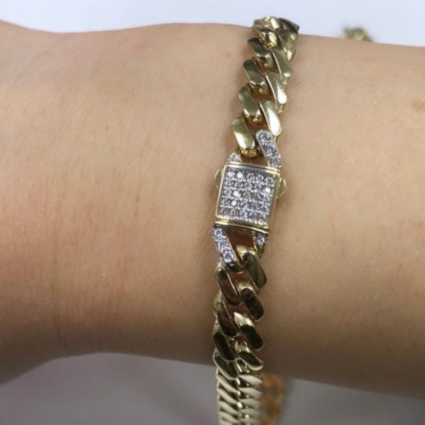 Mens 10K Gold Cubic Zirconia Monico Bracelet