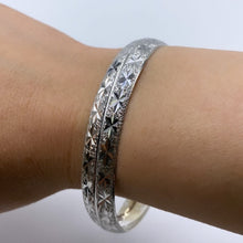 Load image into Gallery viewer, NEW 10K White Gold Solid Diamond Cut Bangle
