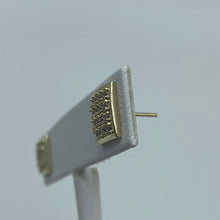 Load image into Gallery viewer, Large 10K Gold Square Micro Set Cubic Zirconia Studs
