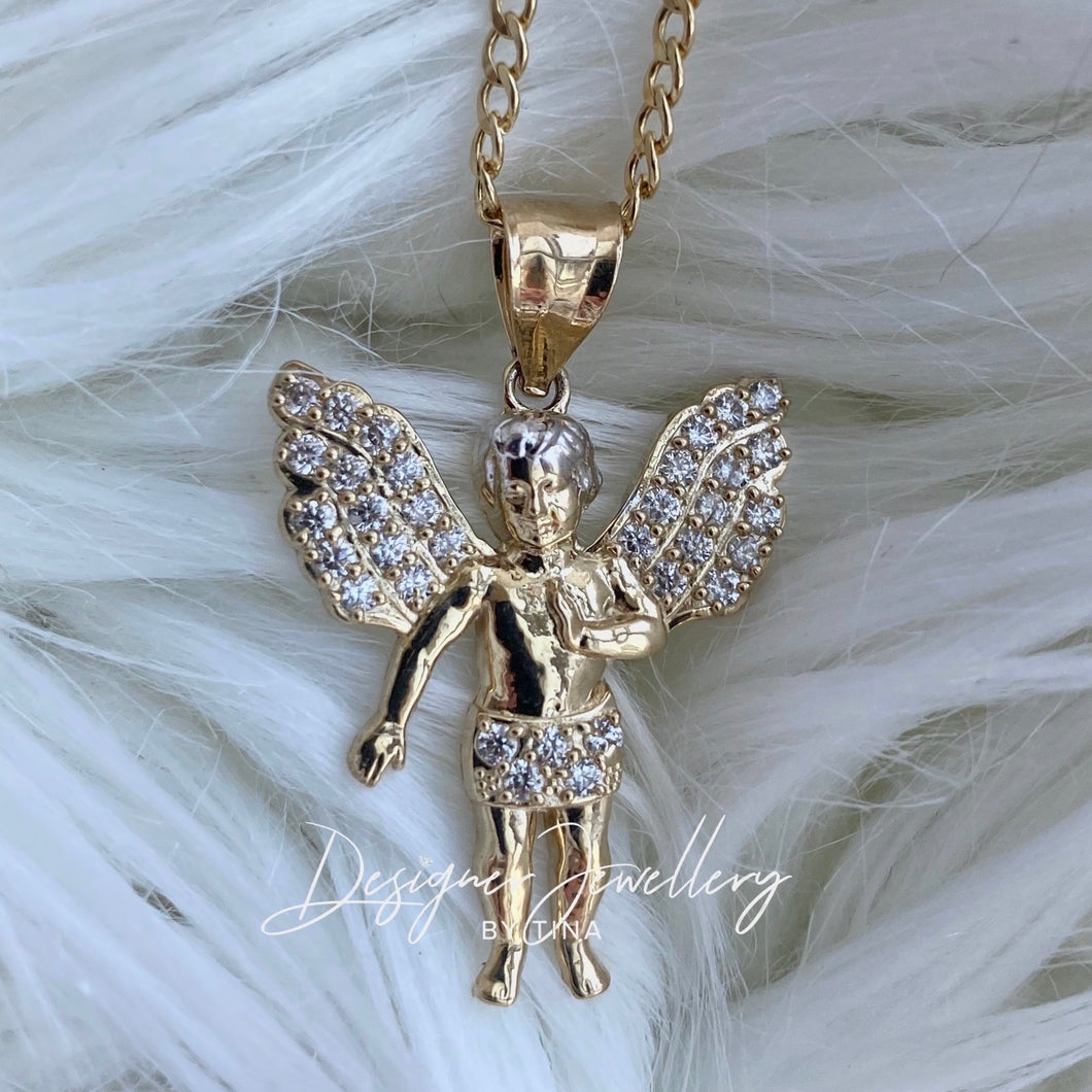 10K Gold Cubic Zirconia Angel Chain Set