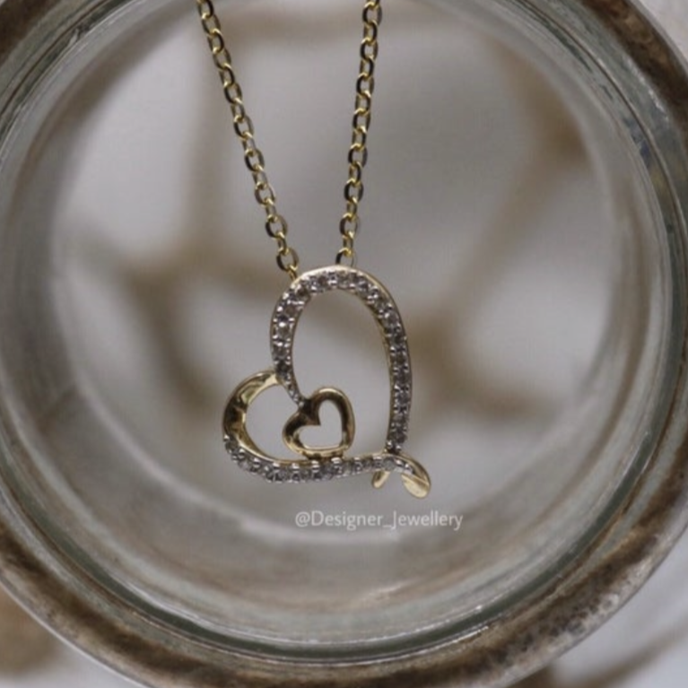 14K Gold Diamond Heart Necklace