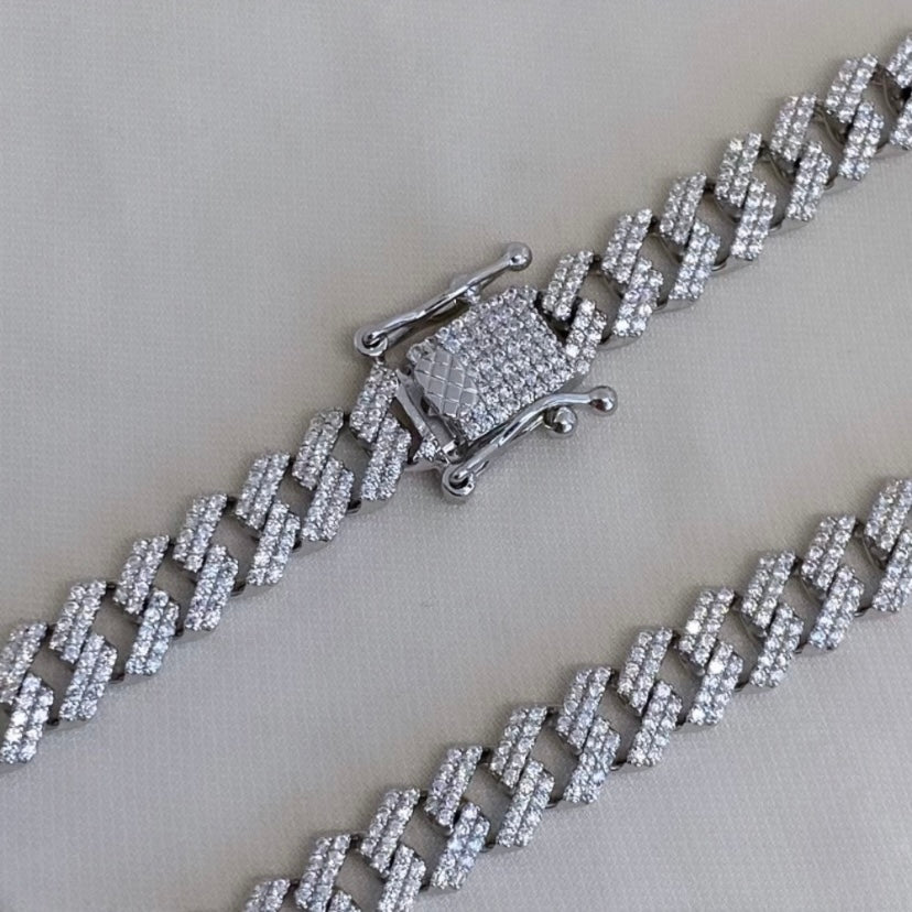 Sterling Silver CZ Miami Link Bracelet/Chain