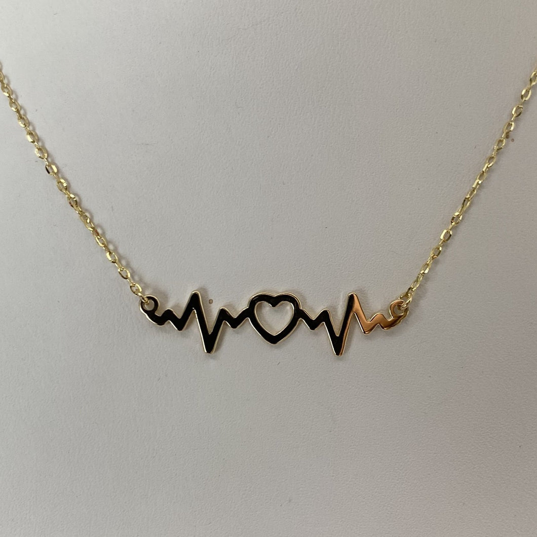 10K Gold Heartbeat Necklace with Heart