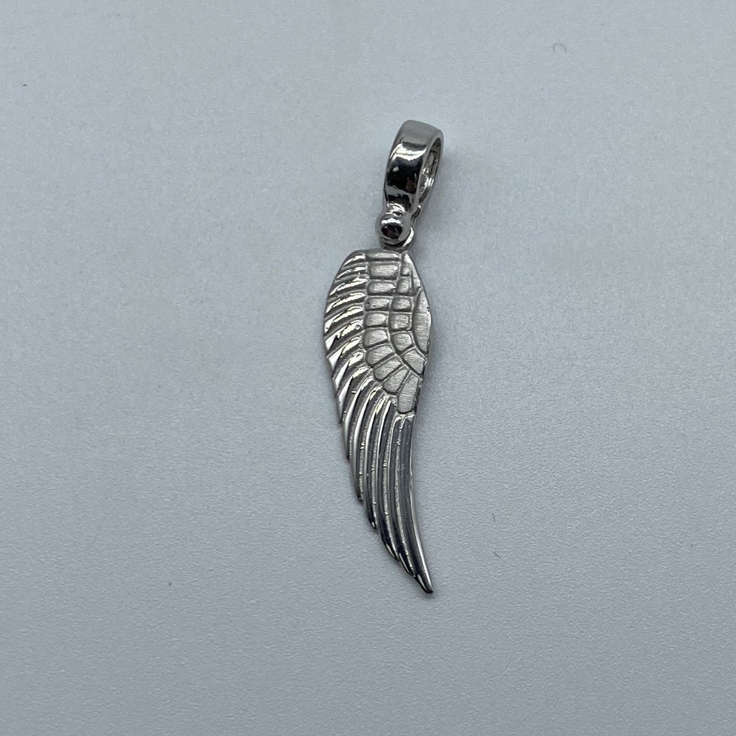 Solid 10K White Gold Angel Wing Pendant