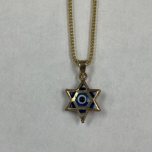 Load image into Gallery viewer, 10K Double Sided Star Evil Eye Necklace
