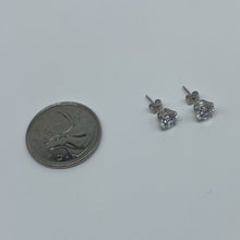 Load image into Gallery viewer, Small 10K Gold 6 mm Round Claw Set Cubic Zirconia Studs
