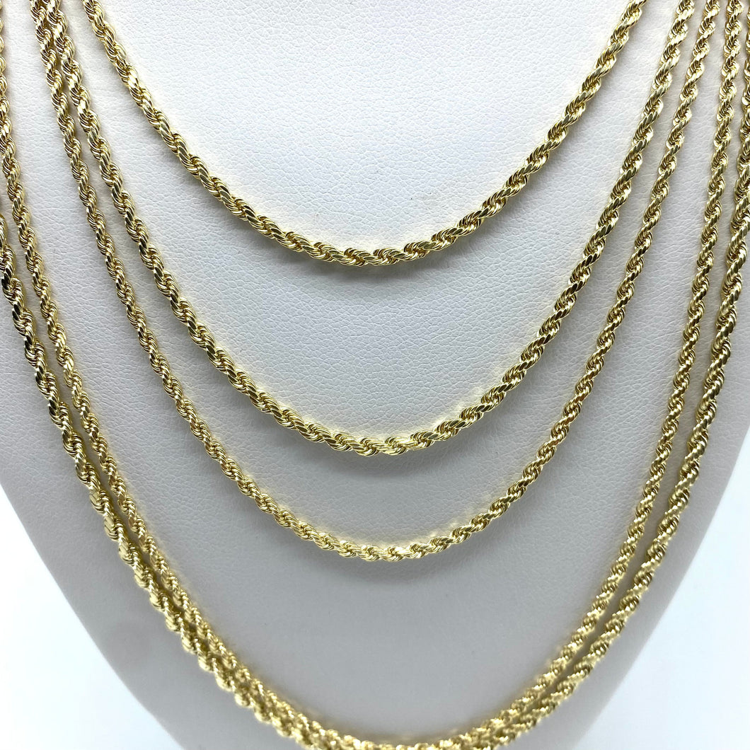 10K Gold 2.1 mm Diamond Cut Rope Chain