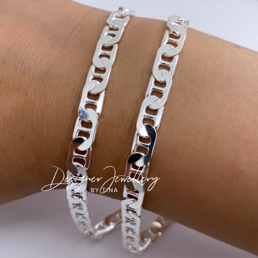 925 Sterling Silver Marina Link Bracelet/Anklet/Chain