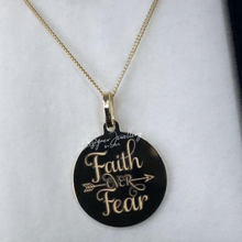 Load image into Gallery viewer, 10K Gold Personalized &quot;Faith over Fear&quot; medallion chain set
