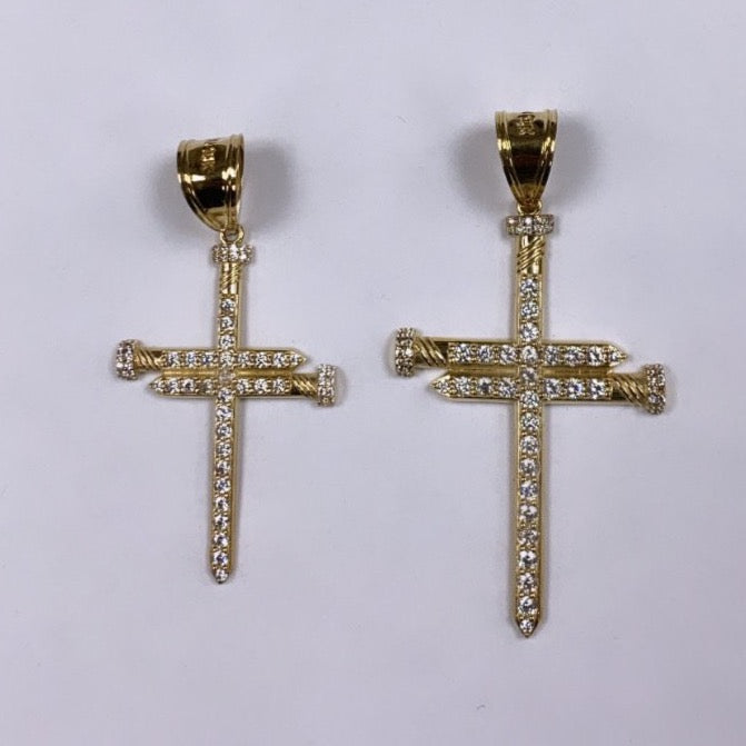 10K Gold Nail Cross Pendant