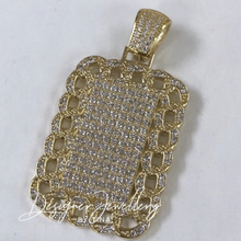 Load image into Gallery viewer, 10K Gold Cubic Zirconia Micro Set Dog Tag Pendant
