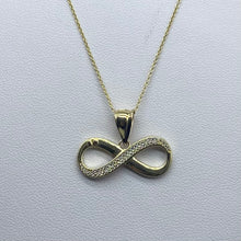 Load image into Gallery viewer, Medium 10K Gold Cubic Zirconia Infinity Necklace
