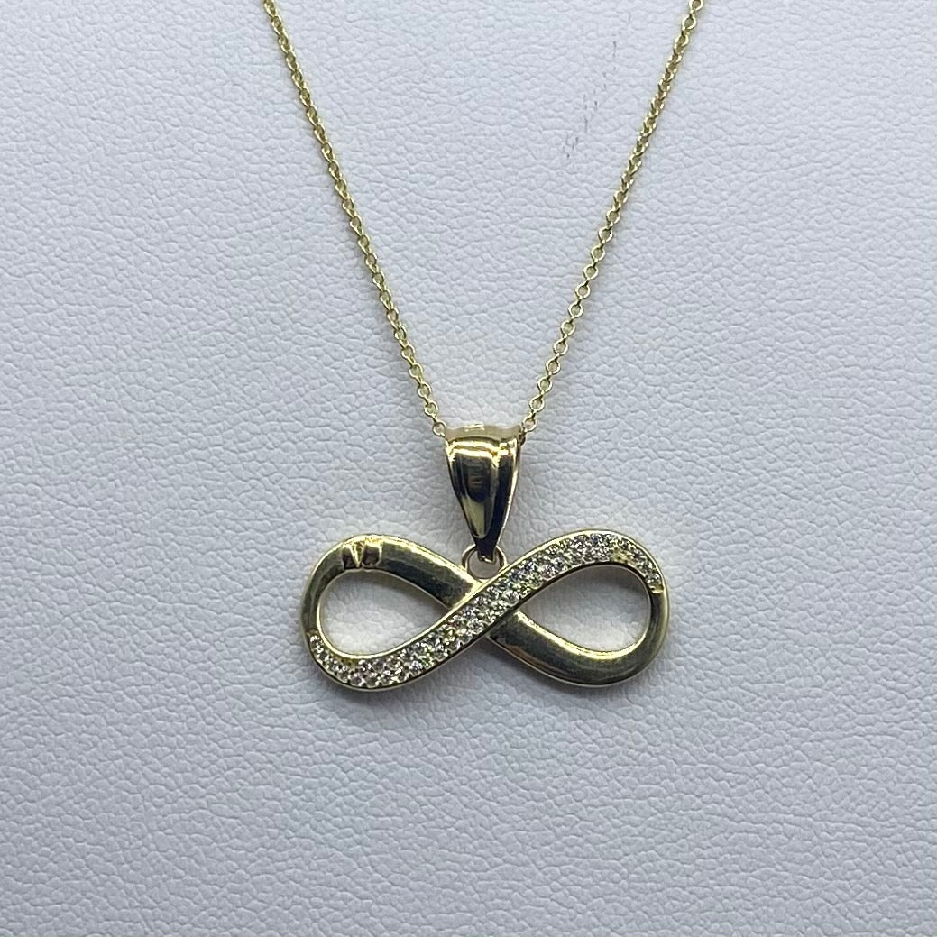 Medium 10K Gold Cubic Zirconia Infinity Necklace