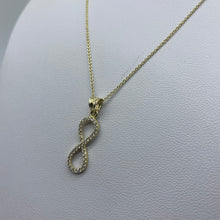 Load image into Gallery viewer, Small 10K Gold Cubic Zirconia Infinity Necklace
