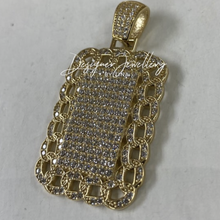 Load image into Gallery viewer, 10K Gold Cubic Zirconia Micro Set Dog Tag Pendant
