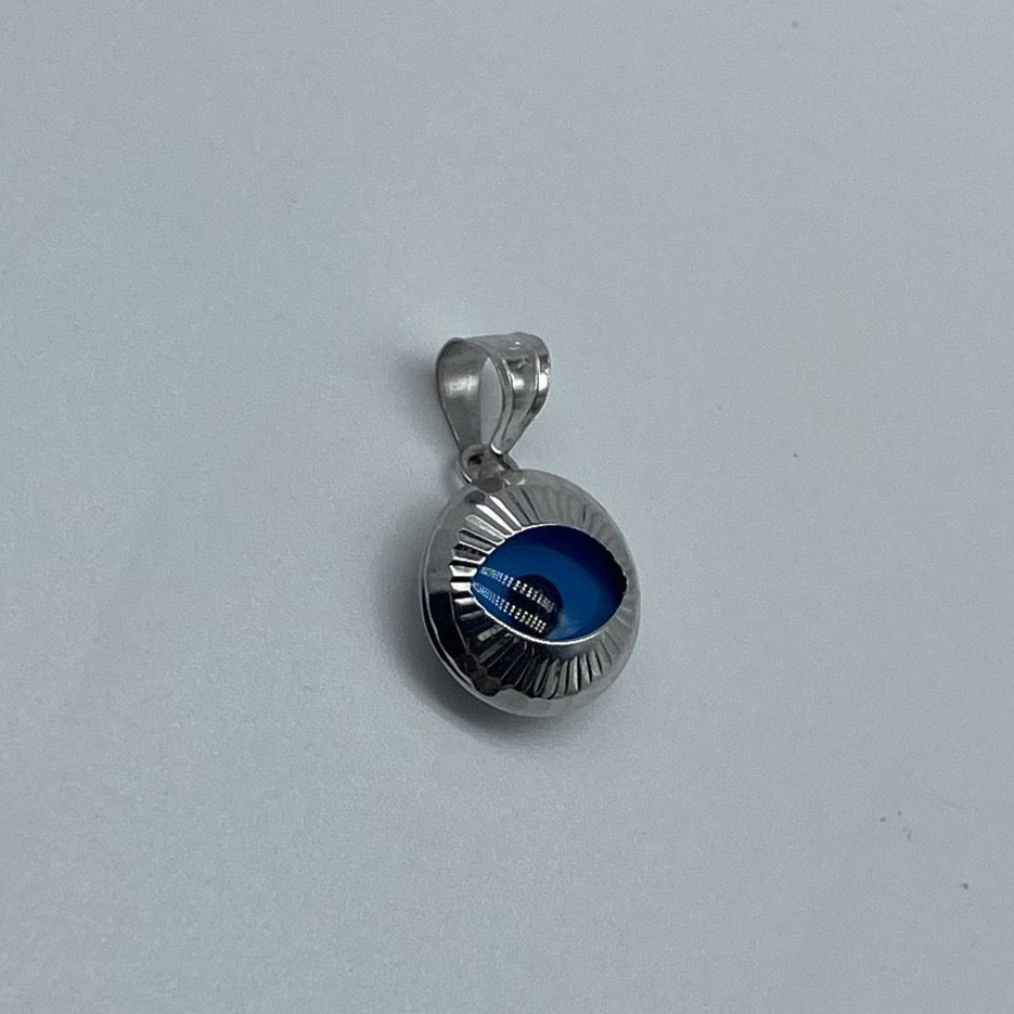 10K White Gold Blue Eyed Evil Eye Pendant