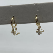 Load image into Gallery viewer, 10K Gold Dangling Cross Earrings
