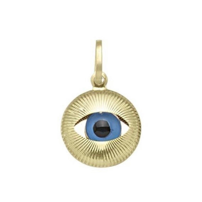 Small Yellow Gold Evil Eye Pendant