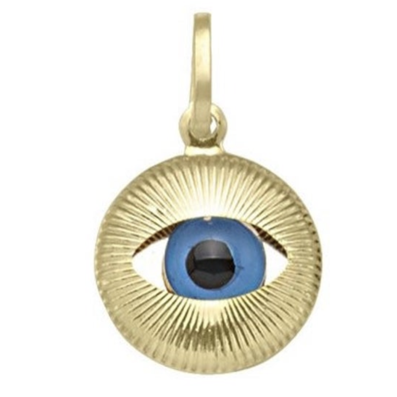 Medium Yellow Gold Evil Eye Pendant