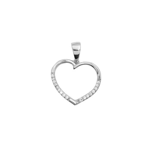 925 Sterling Silver CZ Heart Necklace