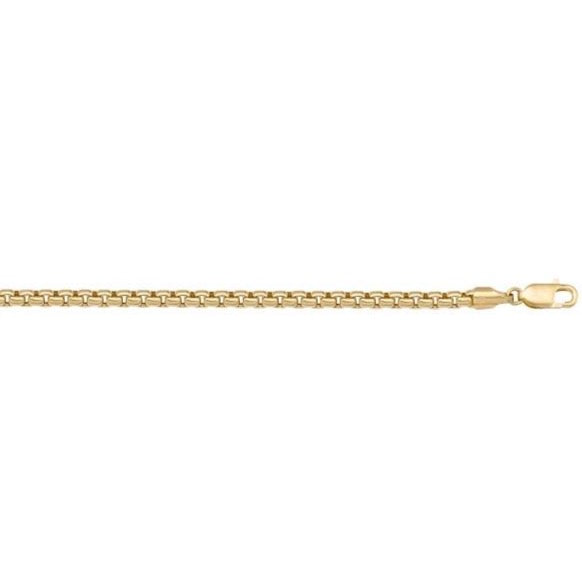 10K/14K/18K Gold Fancy 2.5 mm Box Link Bracelet/Chain