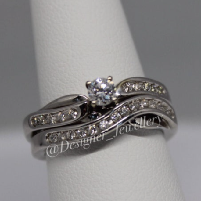 14K White Gold Diamond Two Piece Bridal Set