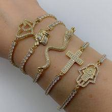 Load image into Gallery viewer, 10K Gold CZ Charm Tennis Bracelets
