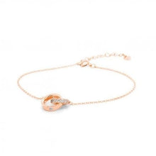 Load image into Gallery viewer, Ladies Sterling Silver Rose Gold Plated Silver Interlocking CZ Link Bracelet
