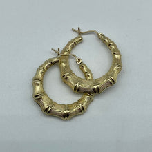 Load image into Gallery viewer, Small 10K Gold Classic Bamboo Hoop Earrings
