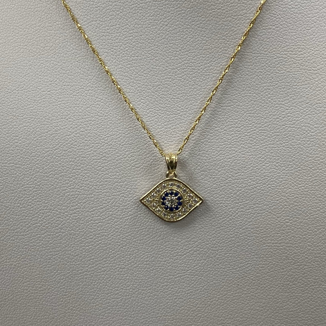 Small 10K Gold Evil Eye Pendant