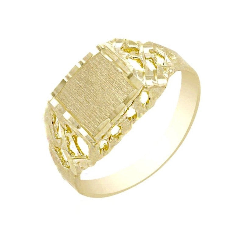 10K Gold Diamond Cut Baby Signet Ring