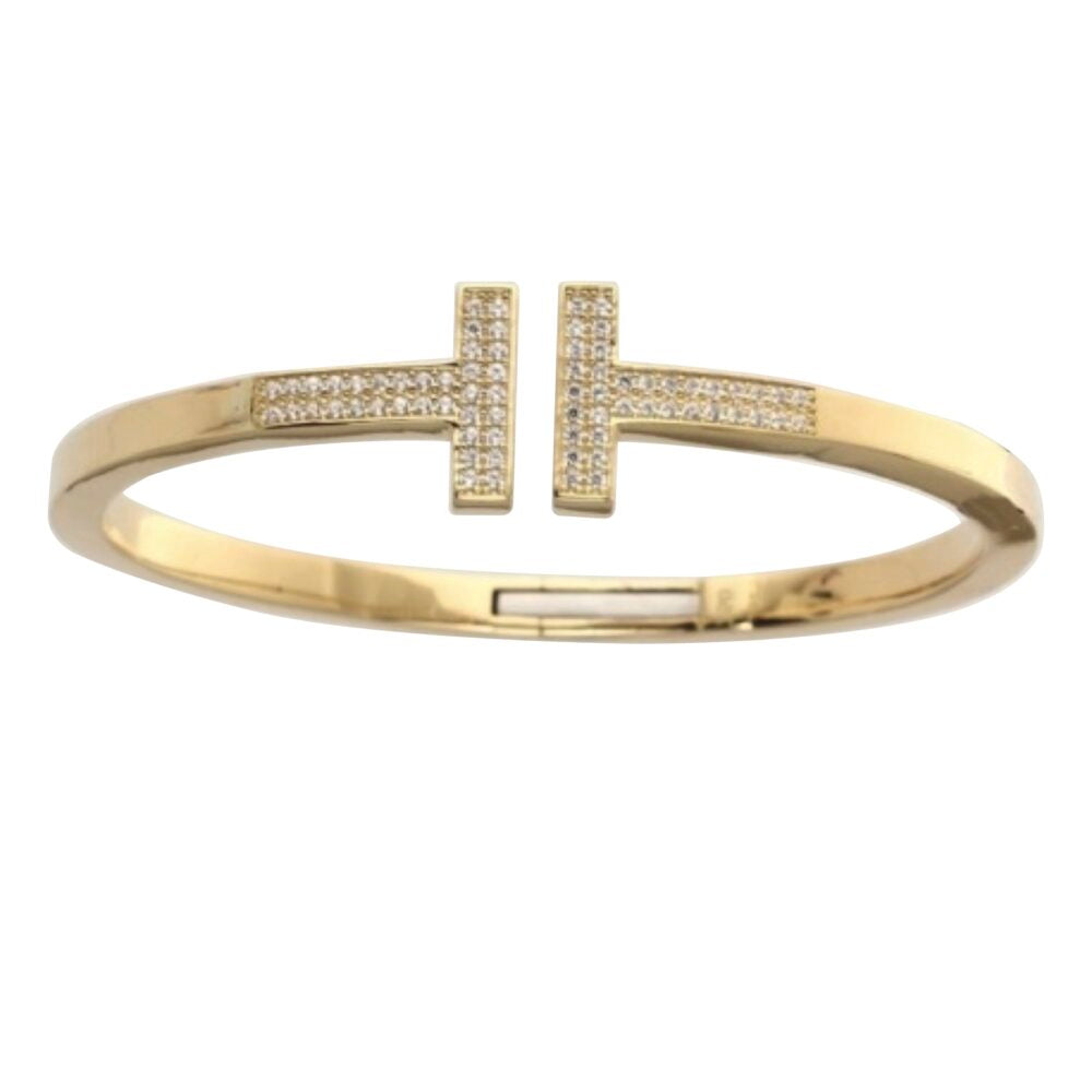 10K Gold Bar Bangle Bracelet