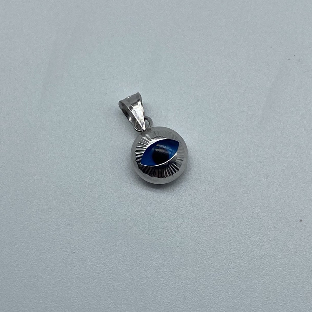 10K White Gold Blue Eyed Evil Eye Pendant