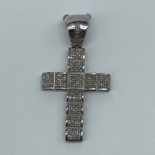 Load image into Gallery viewer, Mens 10K White Gold Diamonds Cross Pendant
