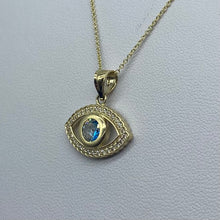 Load image into Gallery viewer, 10K Gold Cubic Zirconia Evil Eye Necklace
