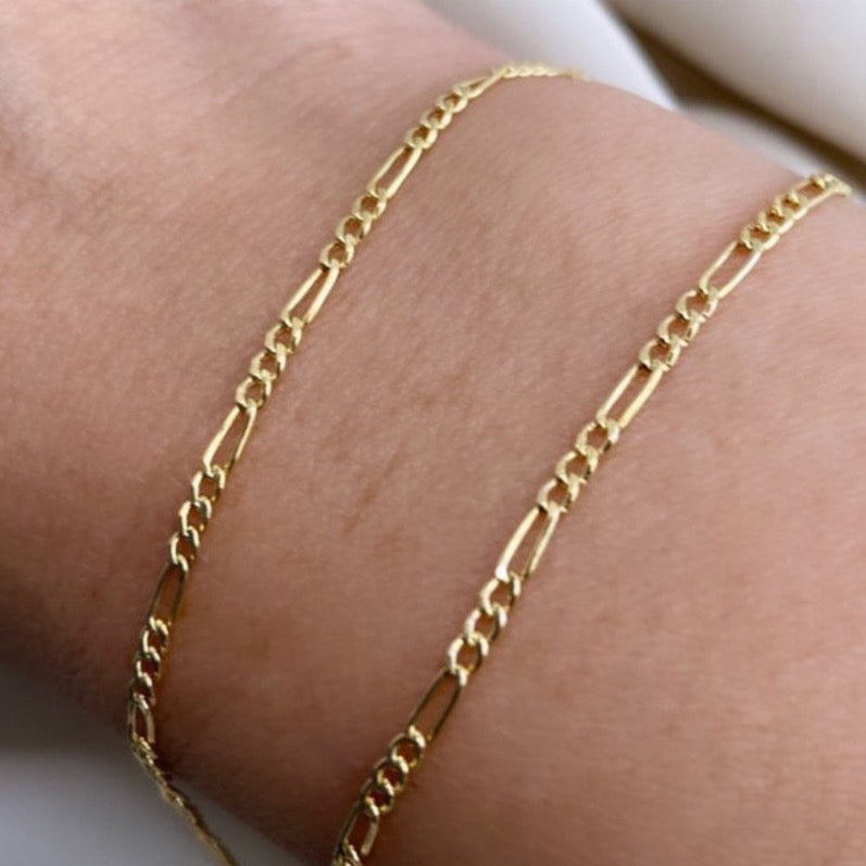 Thin 10K Gold 2 mm Figaro Link Chain