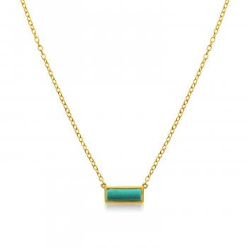 Gold Plated 925 Sterling Silver Turquoise Micro Bar Necklace